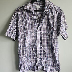Peter Millar Size Medium Short Sleeve Casual Button Down Shirt Olaid